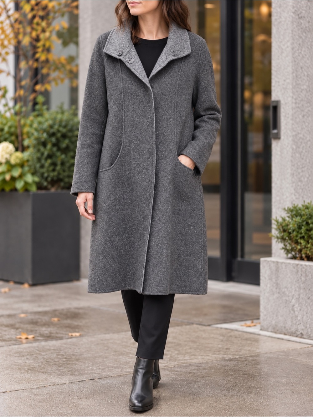 Eileen Fisher Baby Alpaca Wool Silk Blend Lightweight Long Coat Size Medium